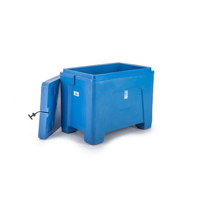 11 cu ft Insulated HDPE Polar Blue Bin w/ Removable Lid & Drain (PB11RL)