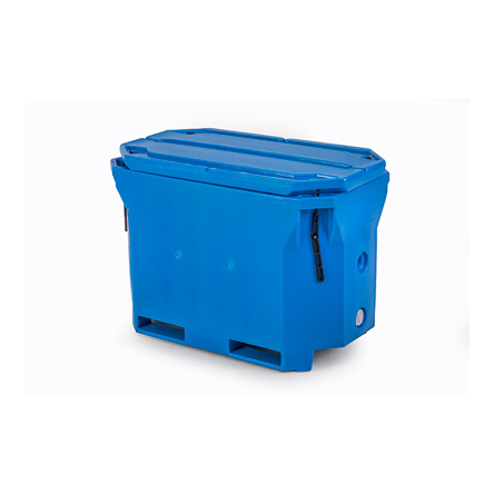 9 cu ft 29" ht Insulated HDPE Polar Blue Bin w/ Lid & Drain (PB1802)