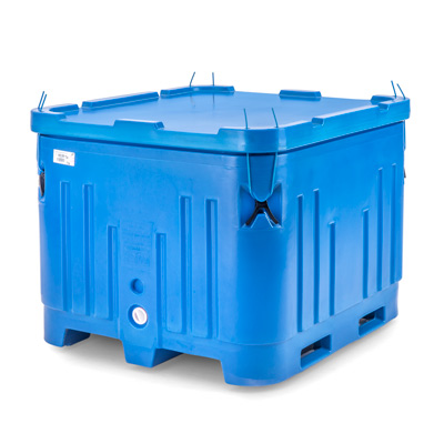 24 cu ft Insulated Fish HDPE Polar Blue Bin w/ Lid & Drain (PB1545)