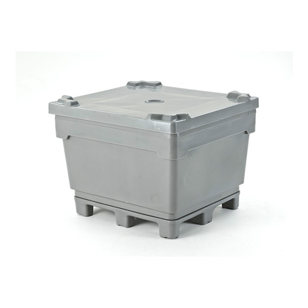 36" HT 33 cu ft 4-Way Gray MonsterCombo Bin w/ Molded-in Pallet Base (Blem)