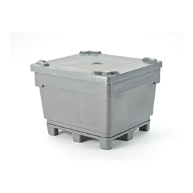 36" HT 33 cu ft 4-Way Gray MonsterCombo Bin w/ Molded-in Pallet Base (Blem)