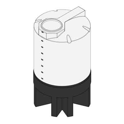 500 Gallon 30&#176; White Cone Bottom Tank, With Fitting, With Stand