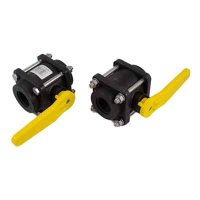 1in Full-Port Polypropylene Bolted Valve w/ EPDM Gasket & Yellow Handle