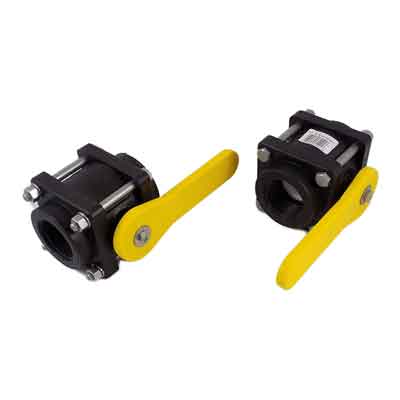 1-1/2in Full-Port Polypropylene Bolted Valve w/ EPDM Gasket & Yellow Handle