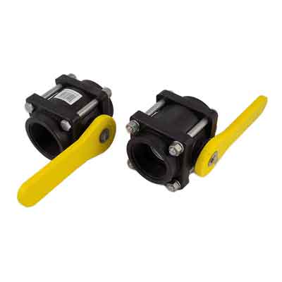 2in Polypropylene Bolted Valve w/ EPDM Gasket & Yellow Handle