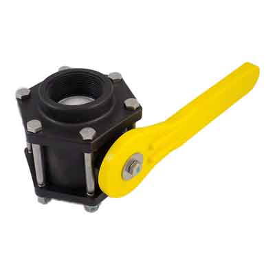 2in Full-Port Polypropylene Bolted Valve w/ EPDM Gasket & Yellow Handle