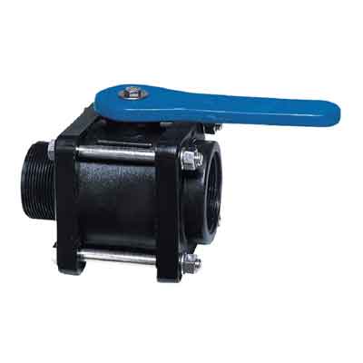 2in Full-Port Compact Male x Female Valve, Polypropylene w/ EPDM Gasket & Blue Handle