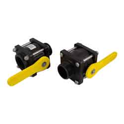 2in Full-Port Compact Male x Female Valve, Polypropylene w/ EPDM Gasket & Yellow Handle