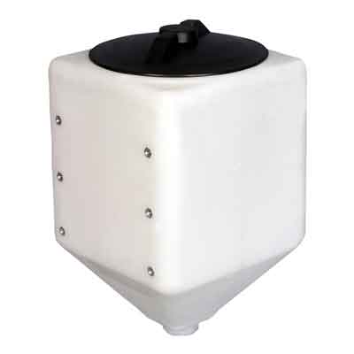 5 Gallon Square White Total Drain Plastic Tank