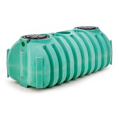 1000 Gallon Green Single Compartment Low Profile Septic Tank w/ Gaskets & Tees