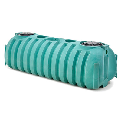 1250 Gallon Green Double Compartment Low Profile Septic Tank w/ Gasket & Tees