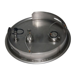 22in SS Drum Cover for Liquid Transfer System with 2in Quick Connect, 1/2in Vapor Return Connection, EPDM Gaskets