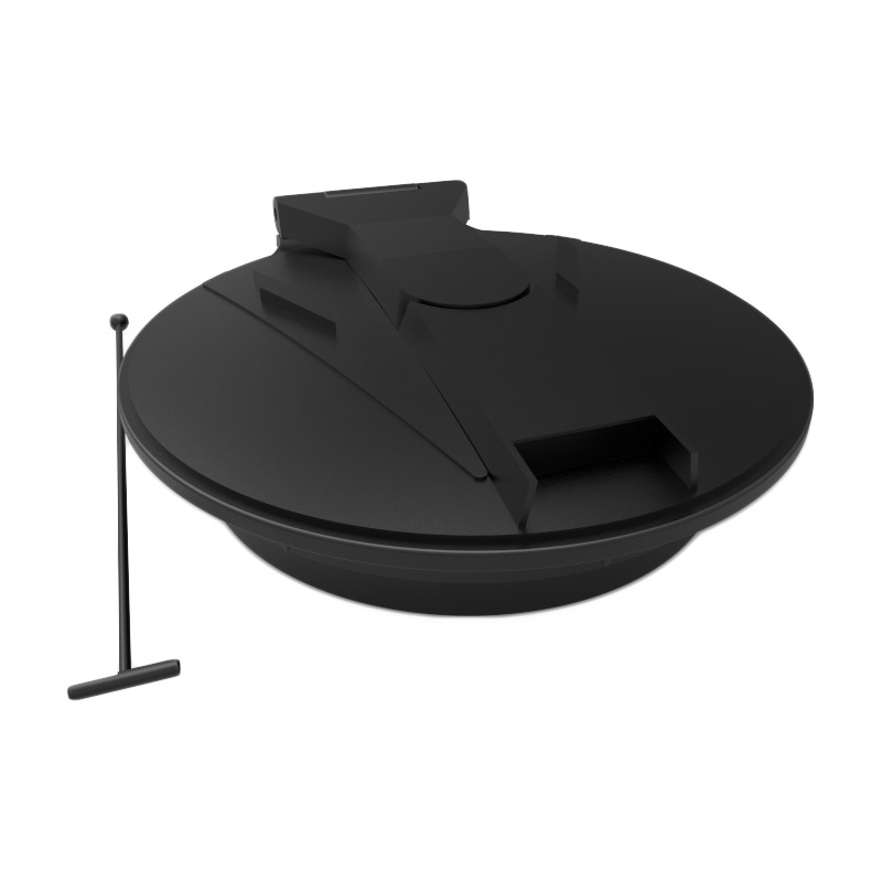 14 Inch Black HDPE Lid With Vent, 34701243