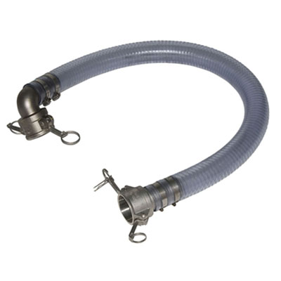 SS316/PVC Transfer Hose Assembly 2" x 4' PVC with Buna-N Gasket; 2" (W) x 4" (L)
