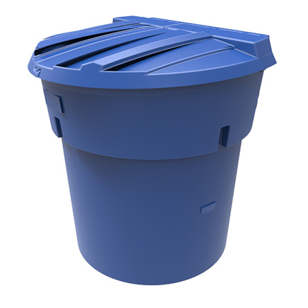 300 Gal Blue Round Refuse Container 50/50 Lid