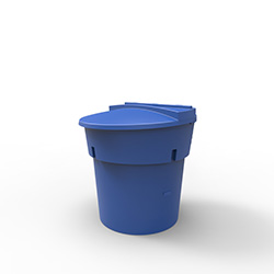 300 Gal Blue Round Refuse Container 70/30 Lid