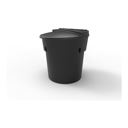 300 Gal Black Round Refuse Container 70/30 Lid