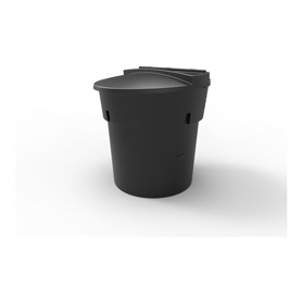 300 Gal Black Round Refuse Container 70/30 Lid