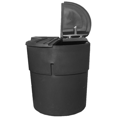 450 Gal Black Round Refuse Container 50/50 Lid