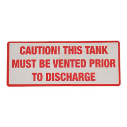 Decal Caution, This Tank Must Be Vented Prior to Discharge