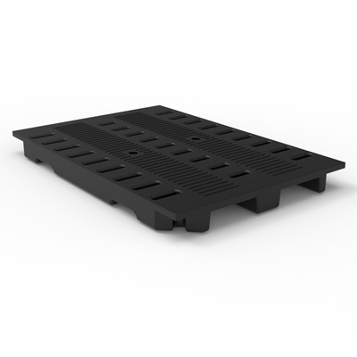 64" x 44" Stackable 3-Runner Pallet w/ 4-Way Entry, Black