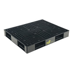 Double sided plastic pallet 48x40x6 in, 4-way, black, Vestil plpb-4840