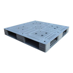 Double sided 4-way plastic pallet 48x48x6in, gray, Vestil plpg-4848-hd