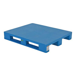 Plastic pallet 48x40x6 inch, 4-way, solid top, blue, Vestil plps-h